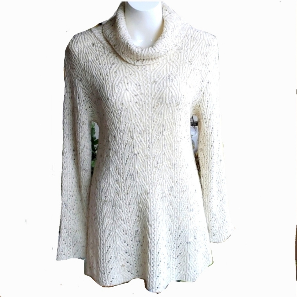 Saint Quentin Paris Cream Color Wool Blend Long Sweater Tunic Size Large